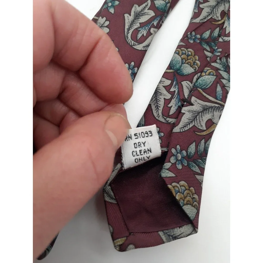 Surrey Necktie 100% Silk Maroon Floral U.S.A Made Burgandy Tie Multicolored